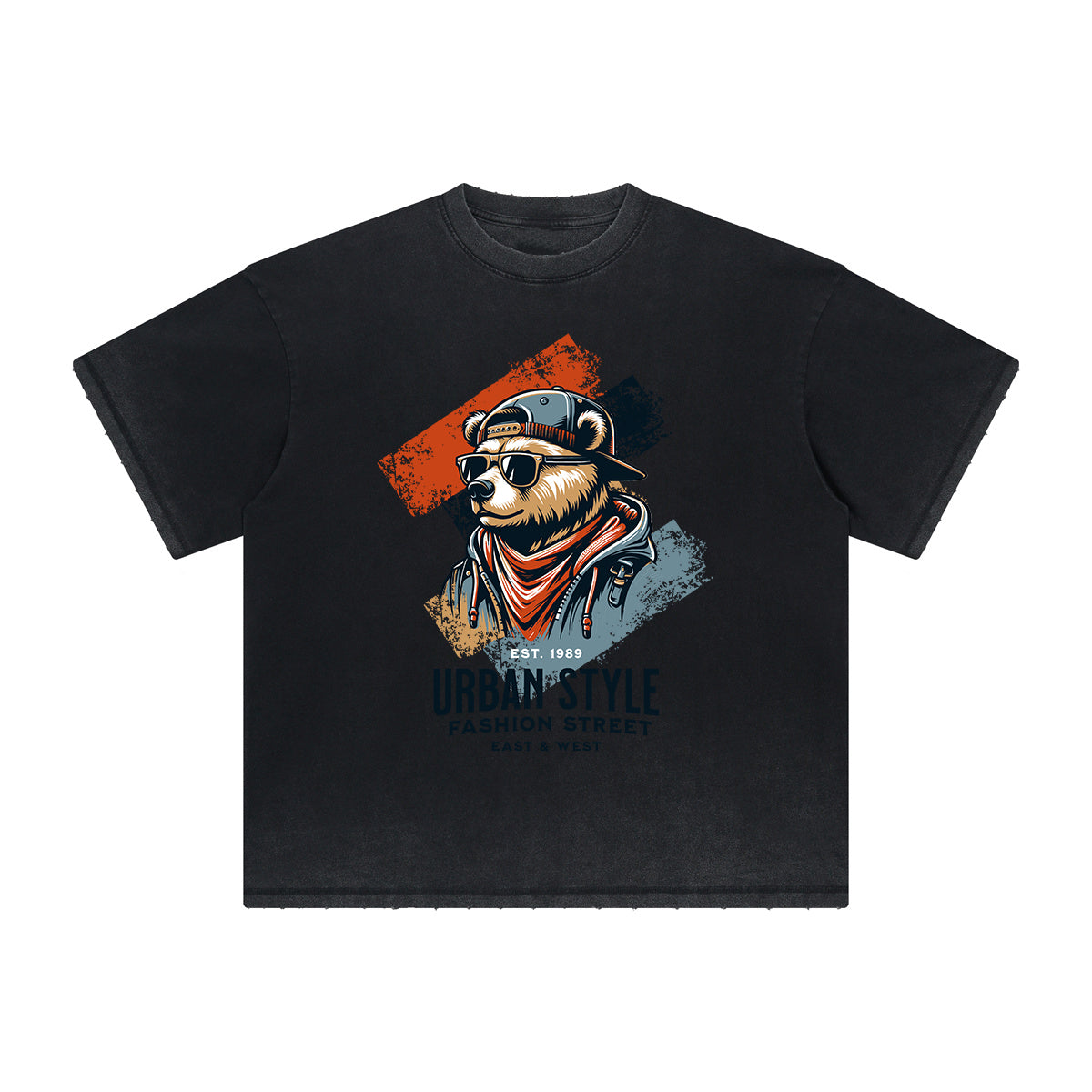 Camiseta gráfica gruesa con estilo grafiti descolorido