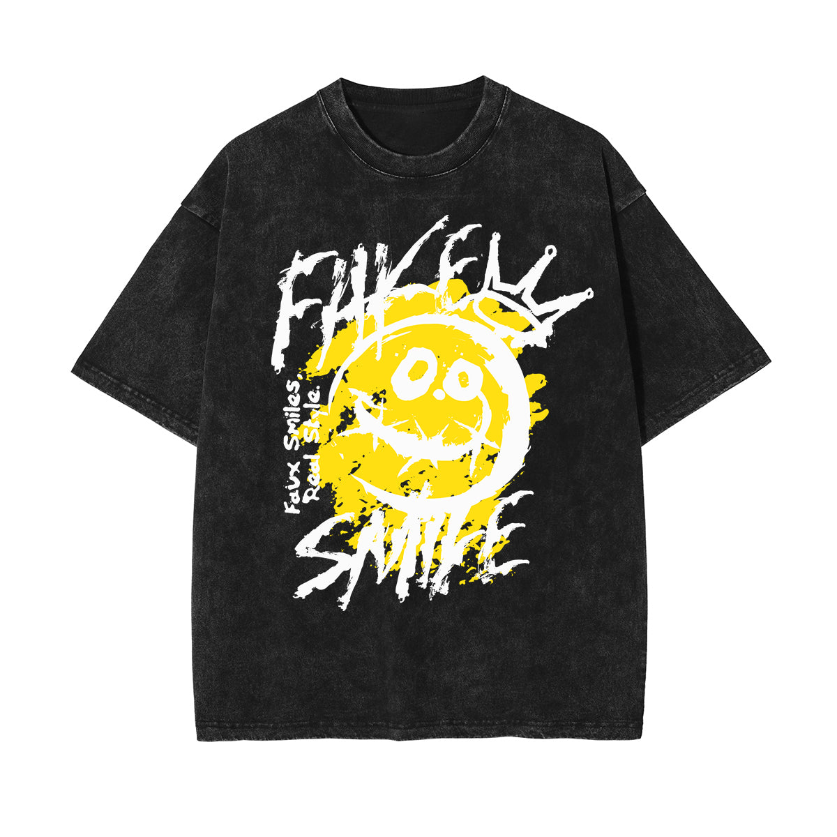 Washed Graffiti Style Graphic Cotton Tee