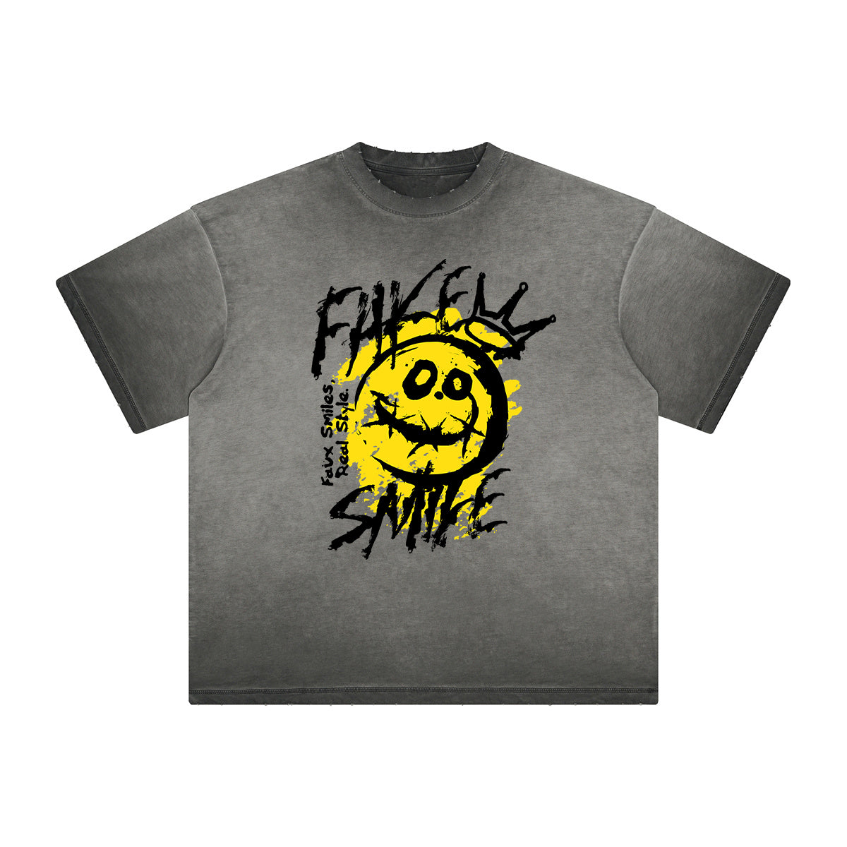 Camiseta con estampado vintage de grafiti deshilachado