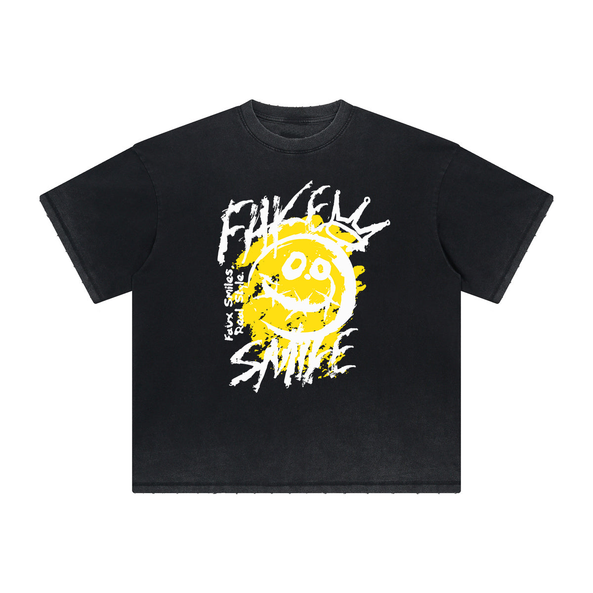 Camiseta gráfica gruesa con estilo grafiti descolorido