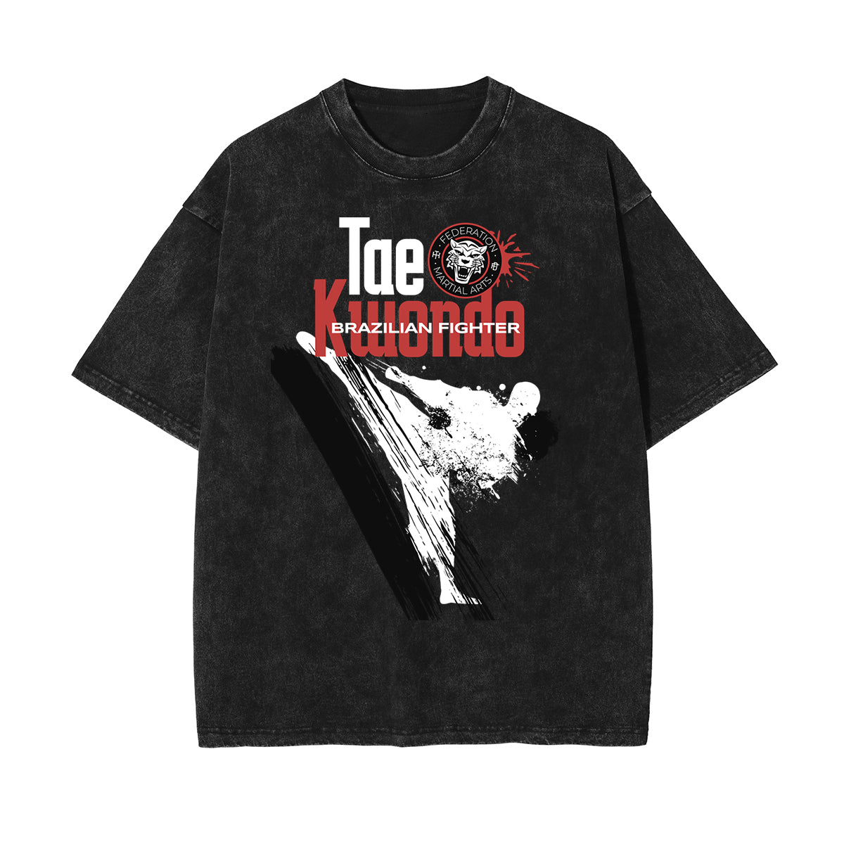 Washed Asian Style Graphic Cotton Tee