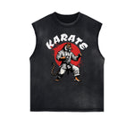 Camiseta sin mangas con estampado asiático desgastado