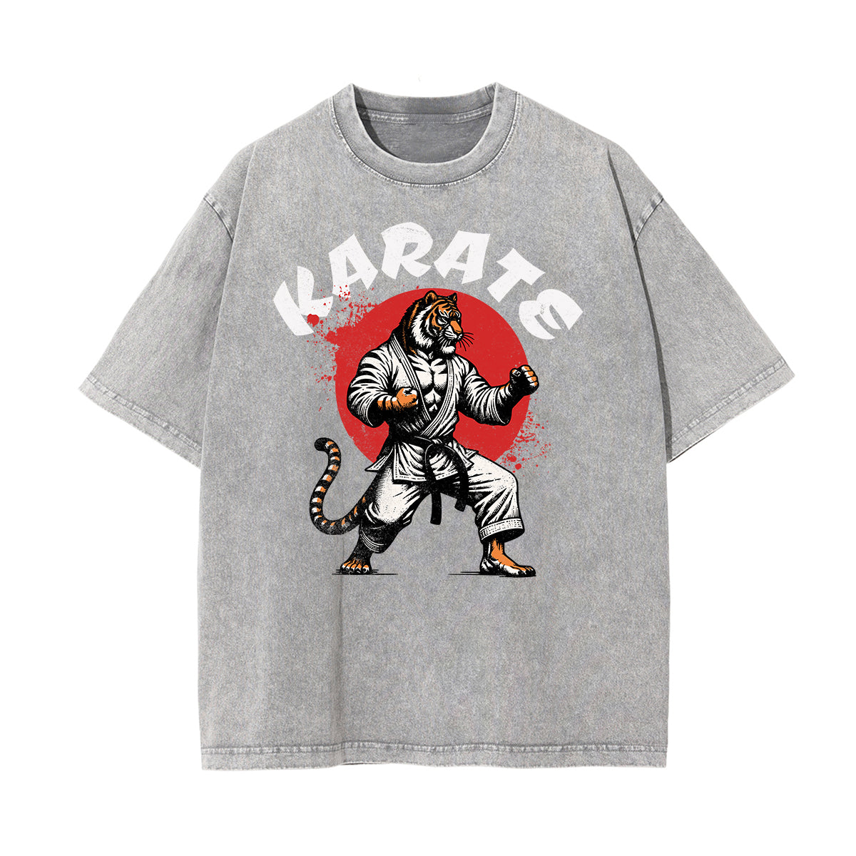 Stone Wash Asian Style Pattern T Shirt