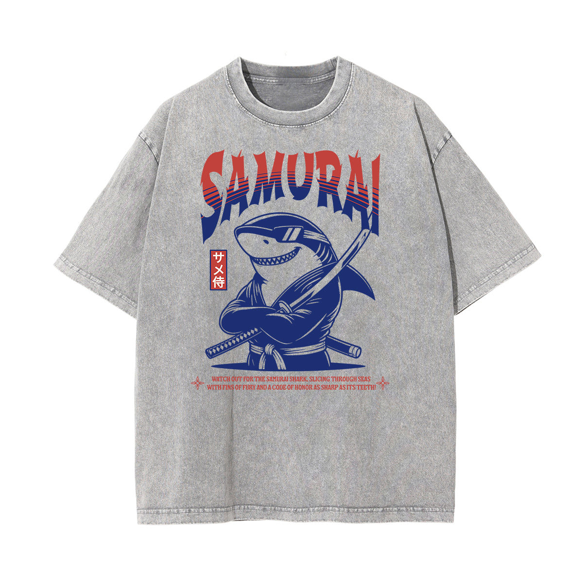 Stone Wash Asian Style Pattern T Shirt