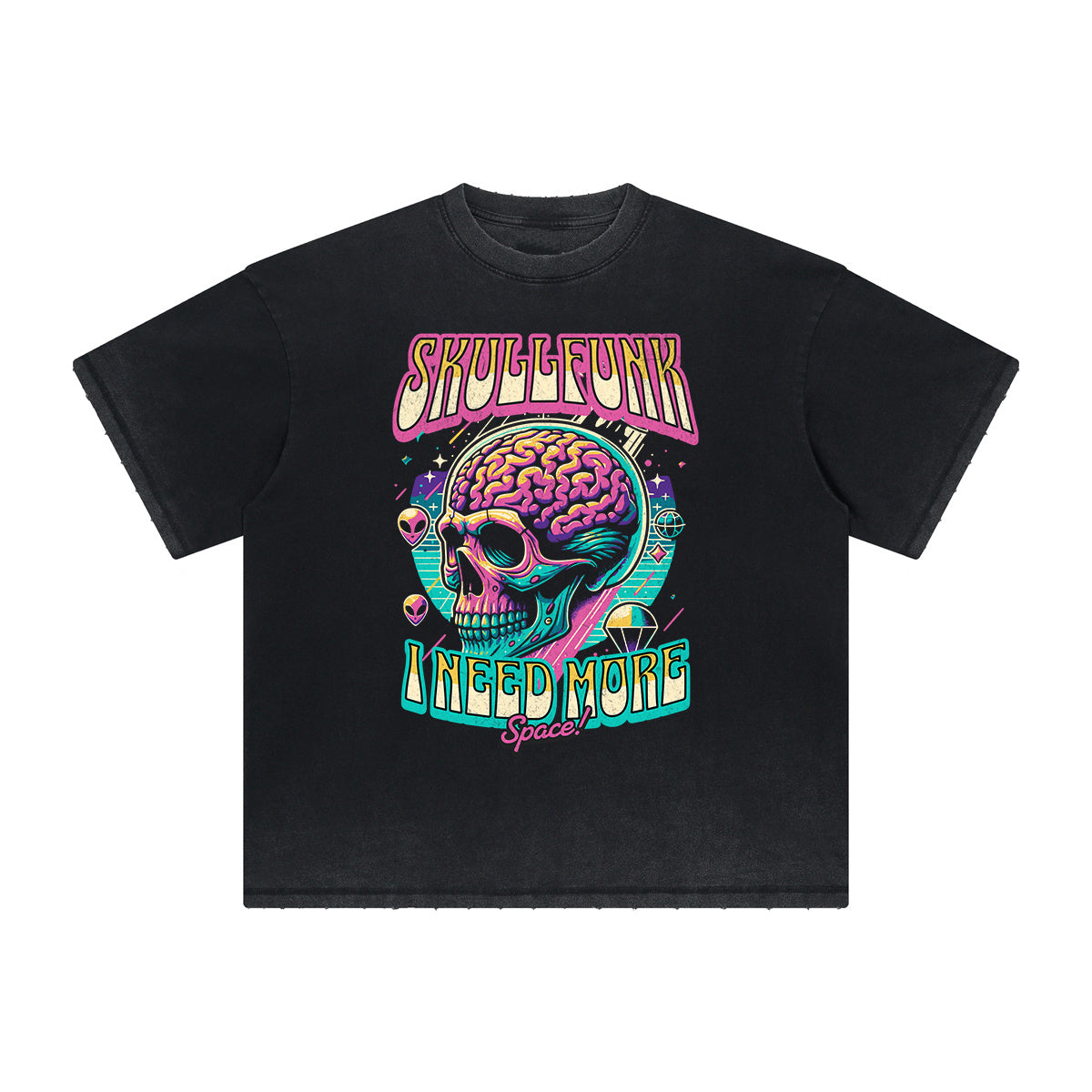 Thick Faded Skull Graphic T Shirt