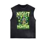 Camiseta sin mangas con gráfico de calavera y bordes deshilachados