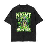 Camiseta de algodón con estampado de calavera lavada