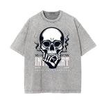 Camiseta con estampado de calavera lavada a la piedra