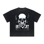 Thick Faded Skull Graphic T Shirt