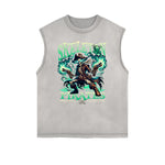 Camiseta sin mangas con estampado de calavera desgastada