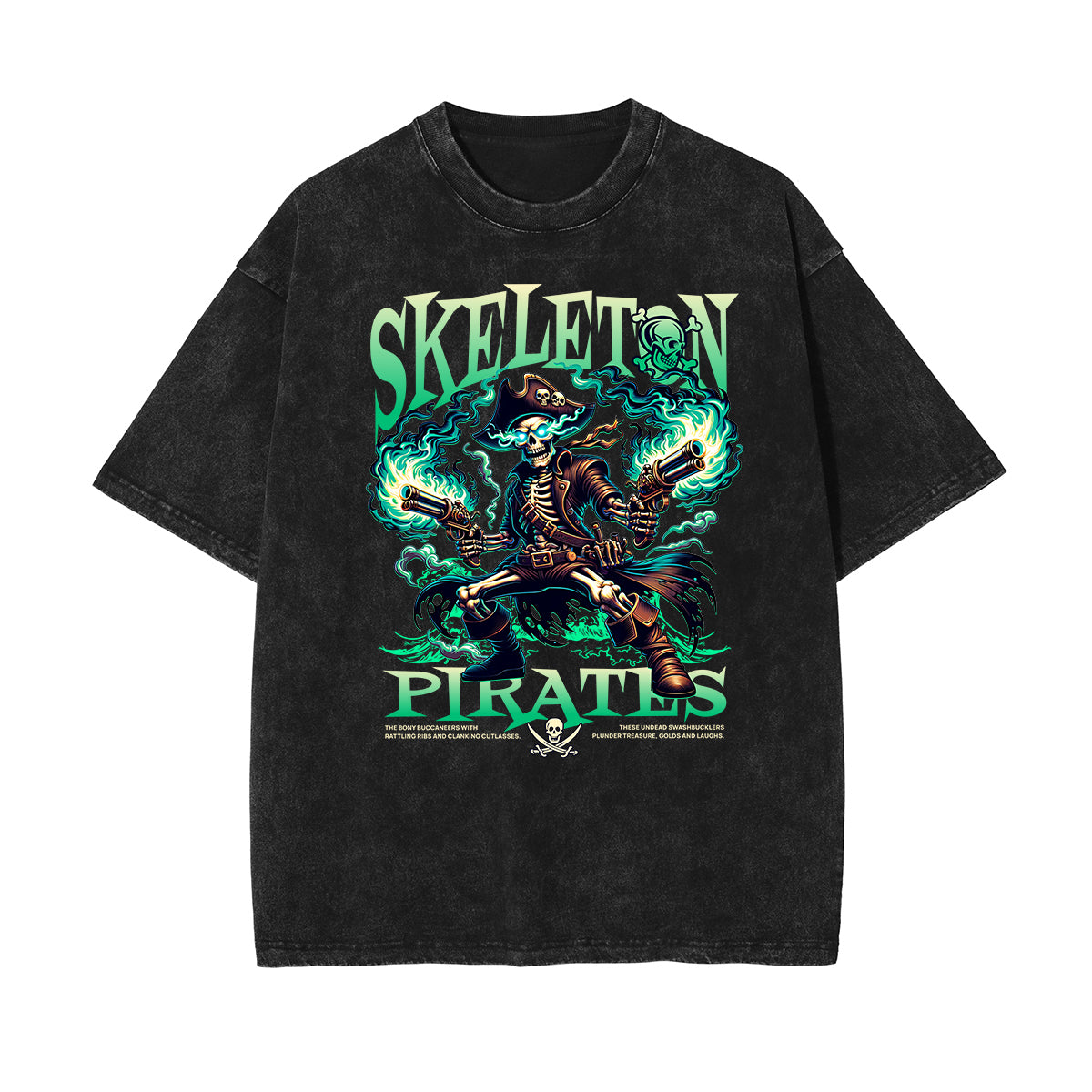 Camiseta de algodón con estampado de calavera lavada