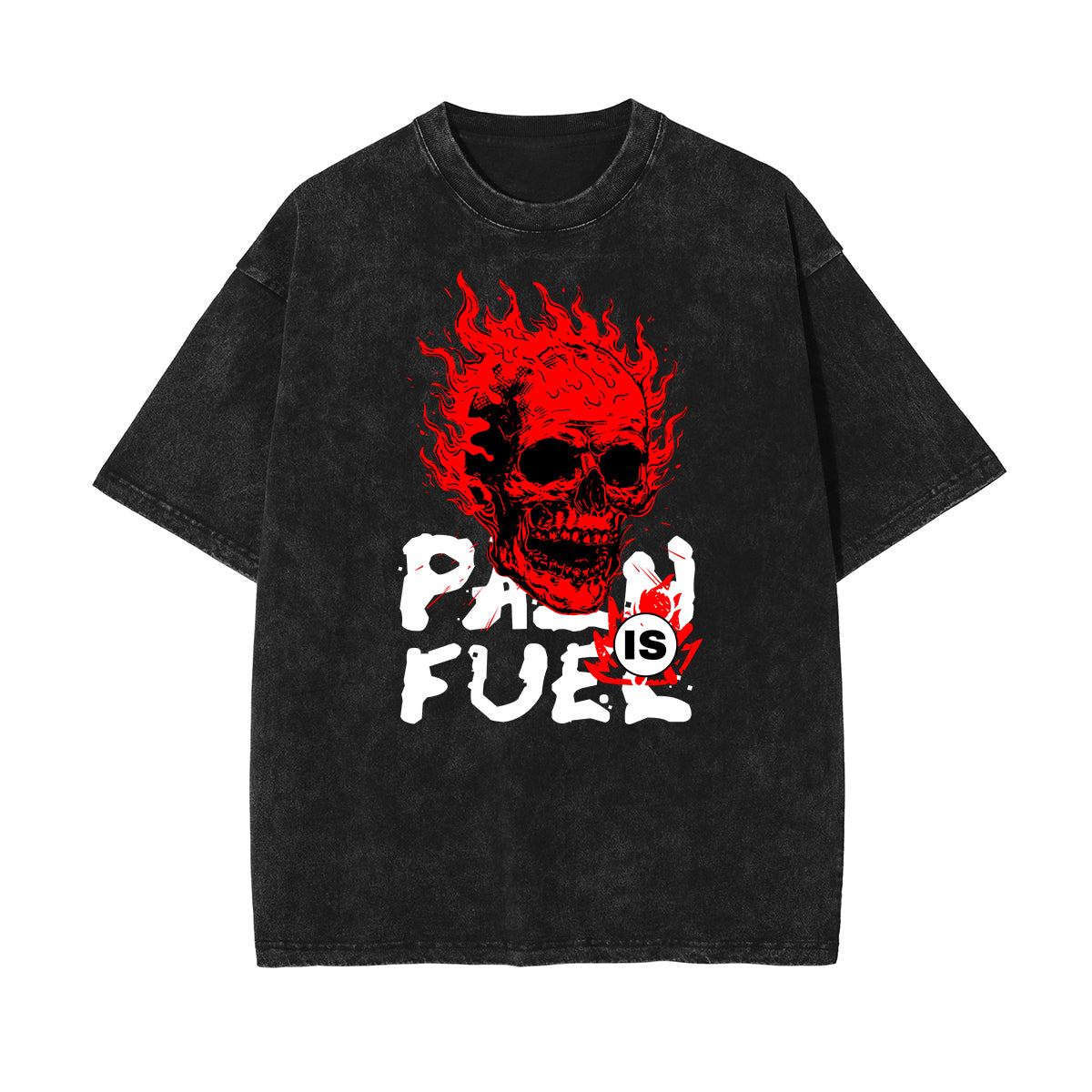 Camiseta de algodón con estampado de calavera lavada
