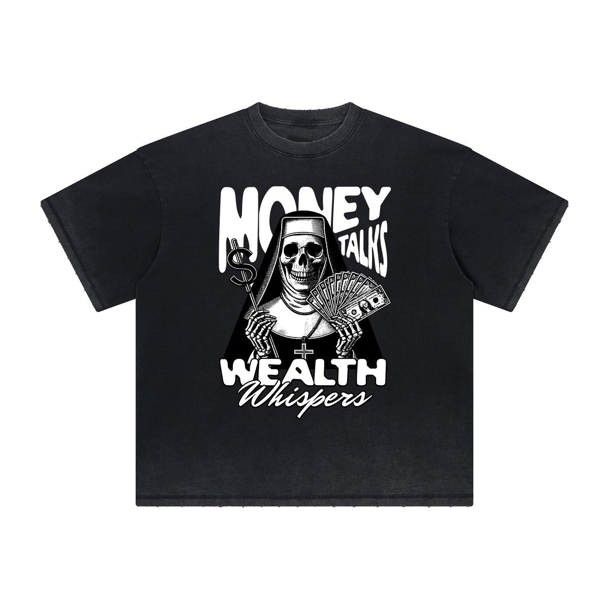 Thick Faded Skull Graphic T Shirt