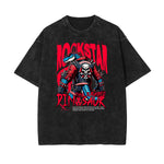 Camiseta de algodón con estampado de calavera lavada