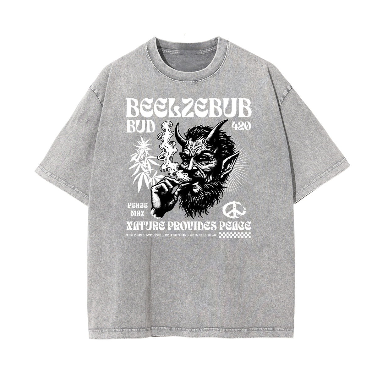 Camiseta con estampado de calavera lavada a la piedra