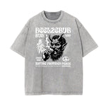 Camiseta con estampado de calavera lavada a la piedra