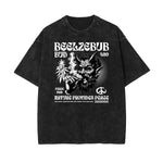 Camiseta de algodón con estampado de calavera lavada