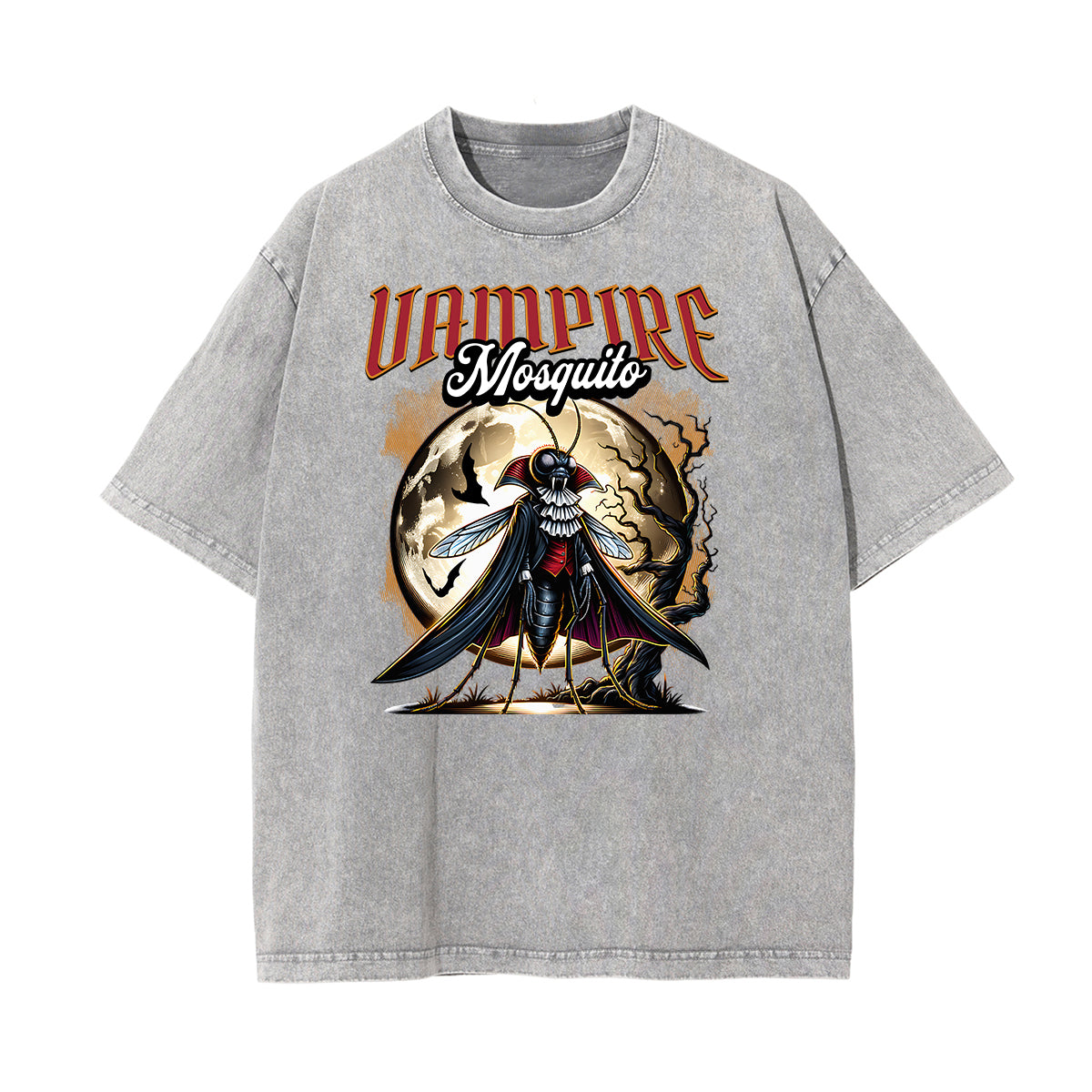 Camiseta con estampado de calavera lavada a la piedra