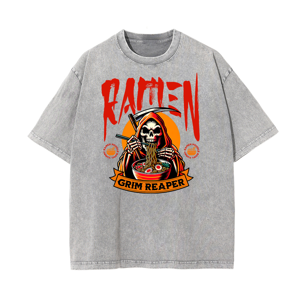 Camiseta con estampado de calavera lavada a la piedra