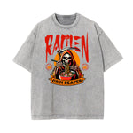 Camiseta con estampado de calavera lavada a la piedra