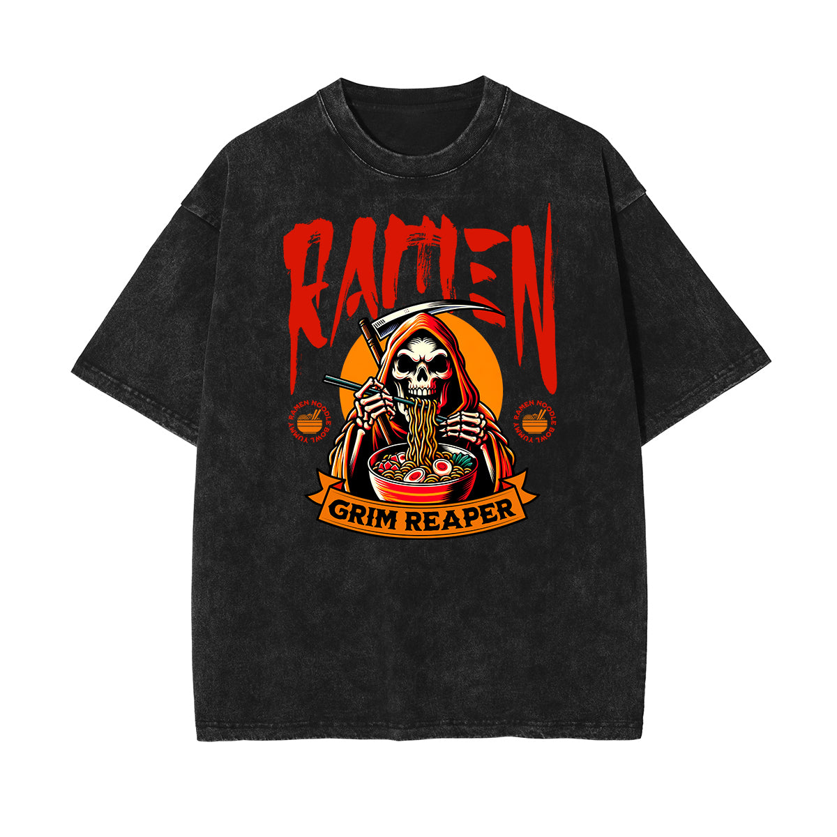 Camiseta de algodón con estampado de calavera lavada