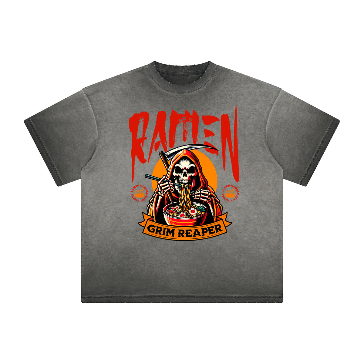 Vintage Frayed Skull Pattern Tee