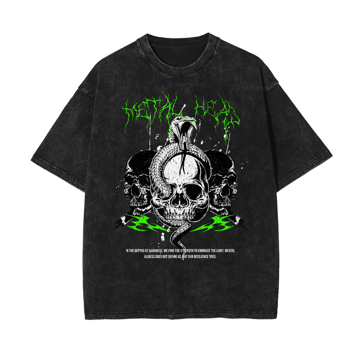 Camiseta de algodón con estampado de calavera lavada