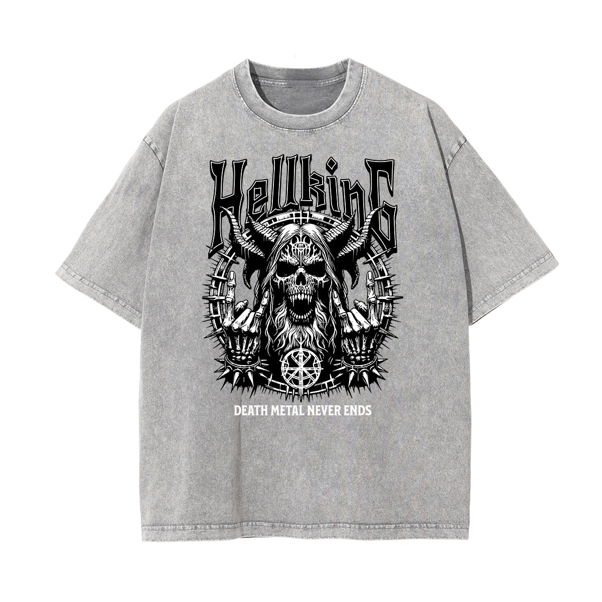 Camiseta con estampado de calavera lavada a la piedra