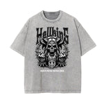 Camiseta con estampado de calavera lavada a la piedra