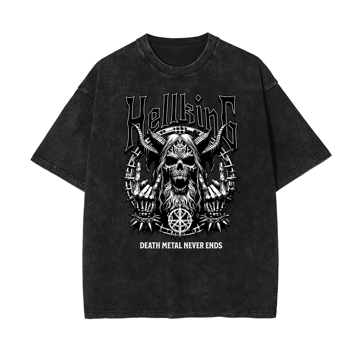 Camiseta de algodón con estampado de calavera lavada