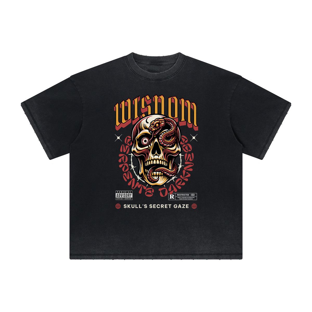 Thick Faded Skull Graphic T Shirt