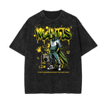 Camiseta de algodón con estampado gráfico de tinta lavada y salpicada