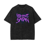 Camiseta de algodón con estampado gráfico de tinta lavada y salpicada