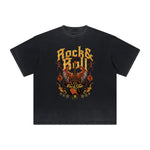 Thick Faded Rock Style Graphic T Shirt