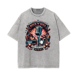 Camiseta de algodón con estampado gráfico estilo rock lavado