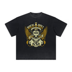 Thick Faded Rock Style Graphic T Shirt
