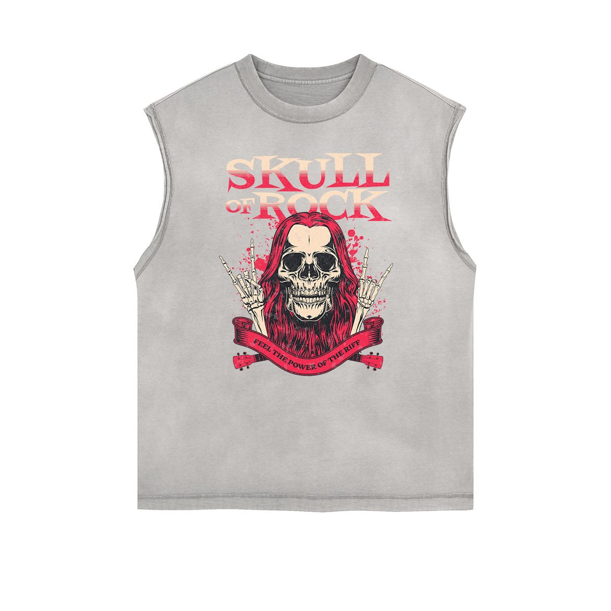 Camiseta sin mangas con estampado desgastado estilo rockero