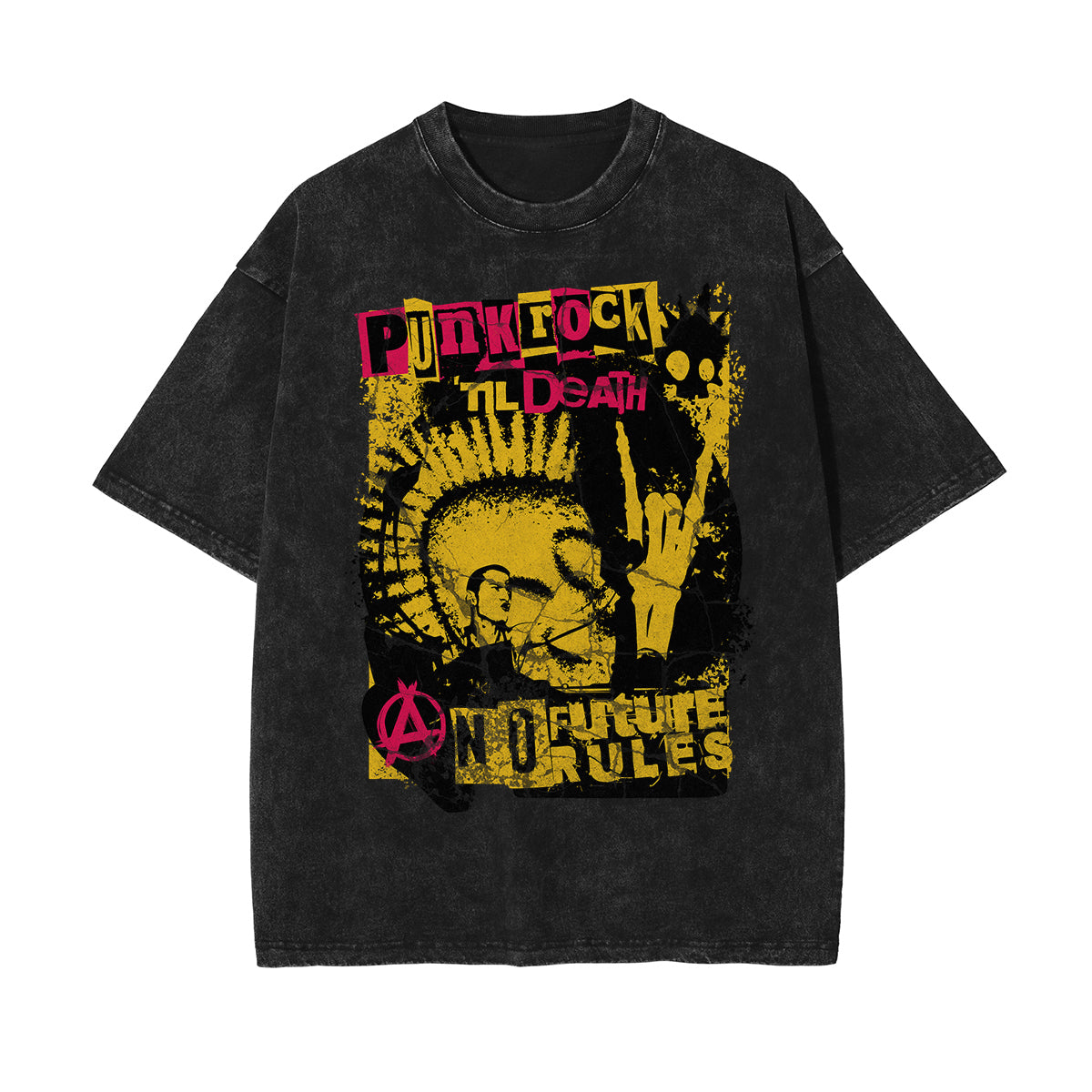 Stone Wash Rock Style Pattern T Shirt