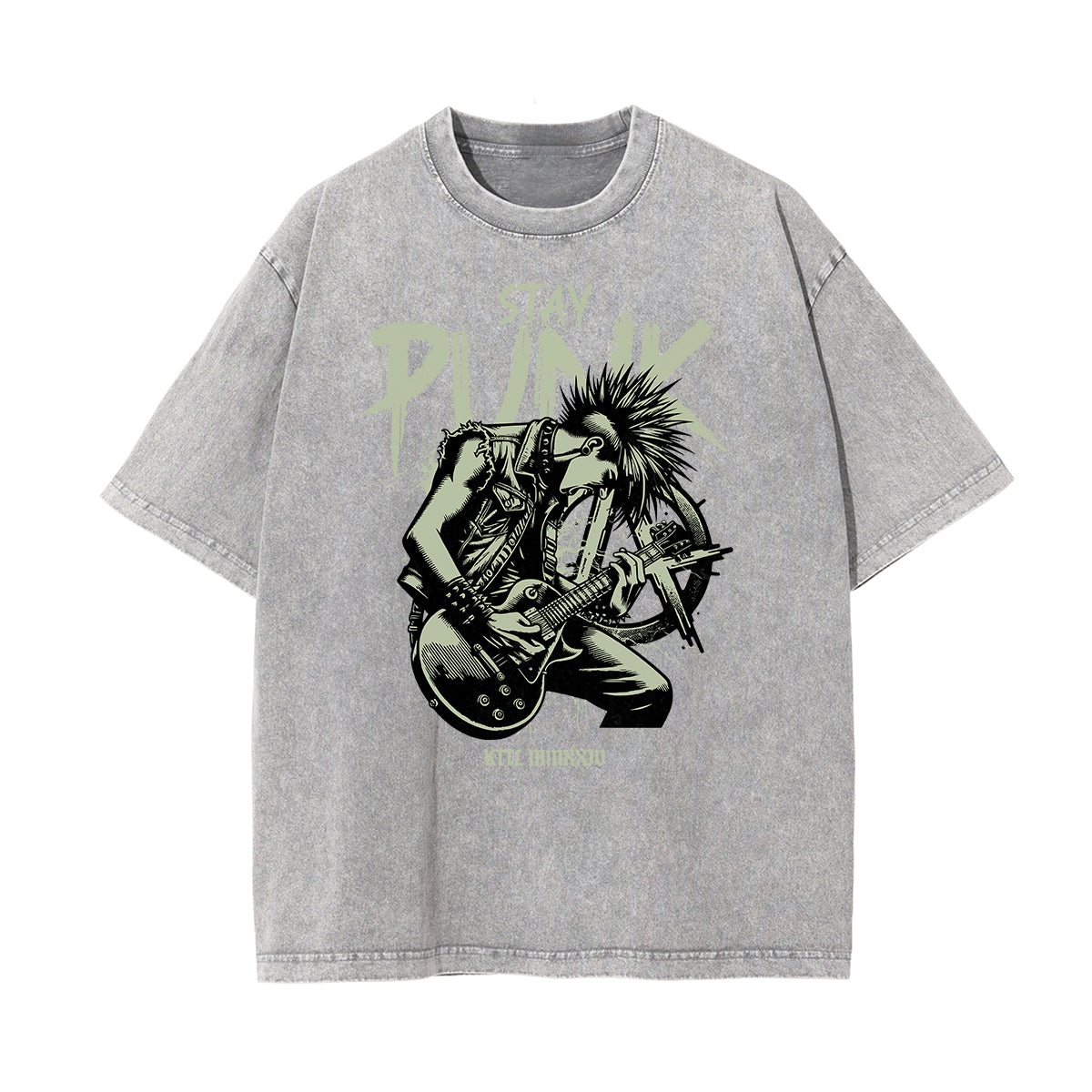 Camiseta de algodón con estampado gráfico estilo rock lavado