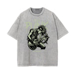 Camiseta de algodón con estampado gráfico estilo rock lavado