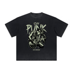 Thick Faded Rock Style Graphic T Shirt
