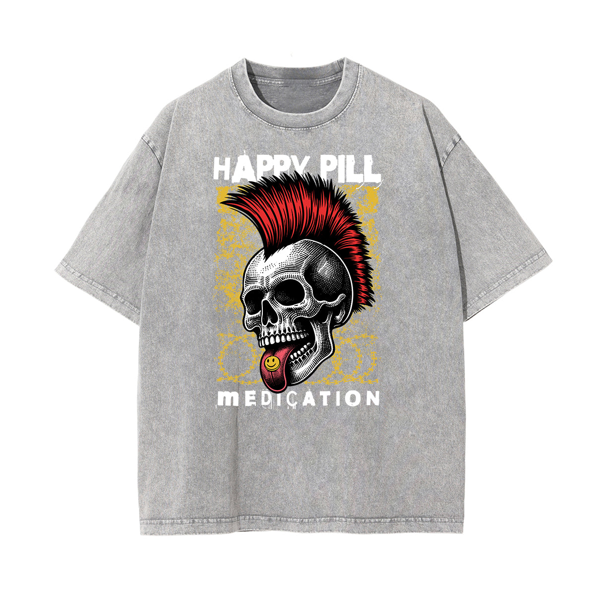 Camiseta de algodón con estampado gráfico estilo rock lavado