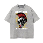Camiseta de algodón con estampado gráfico estilo rock lavado