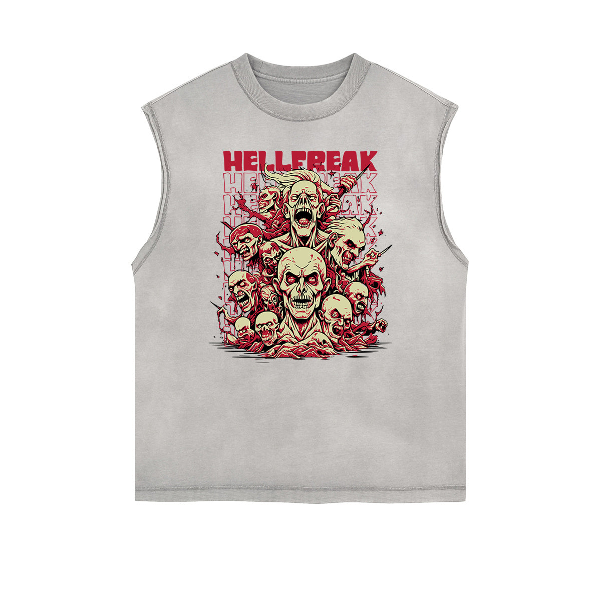 Camiseta sin mangas con estampado desgastado estilo rockero