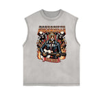 Camiseta sin mangas con estampado desgastado estilo rockero
