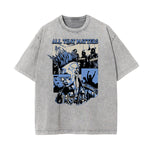 Camiseta de algodón con estampado gráfico estilo rock lavado