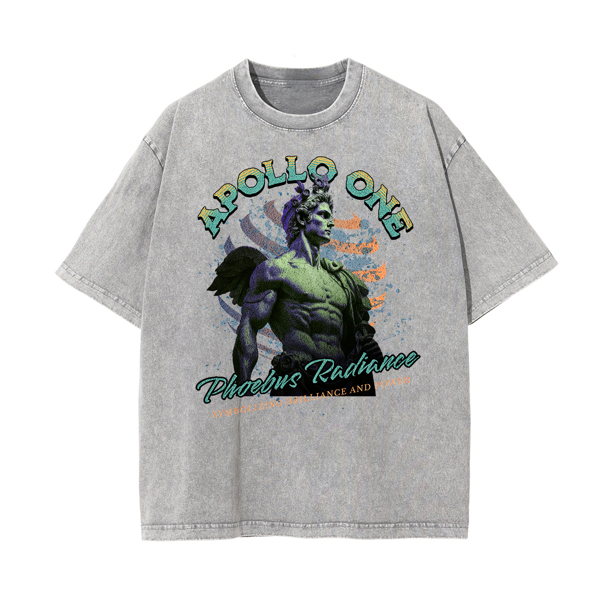 Camiseta gráfica con lavado a la piedra "Dioses y fe"