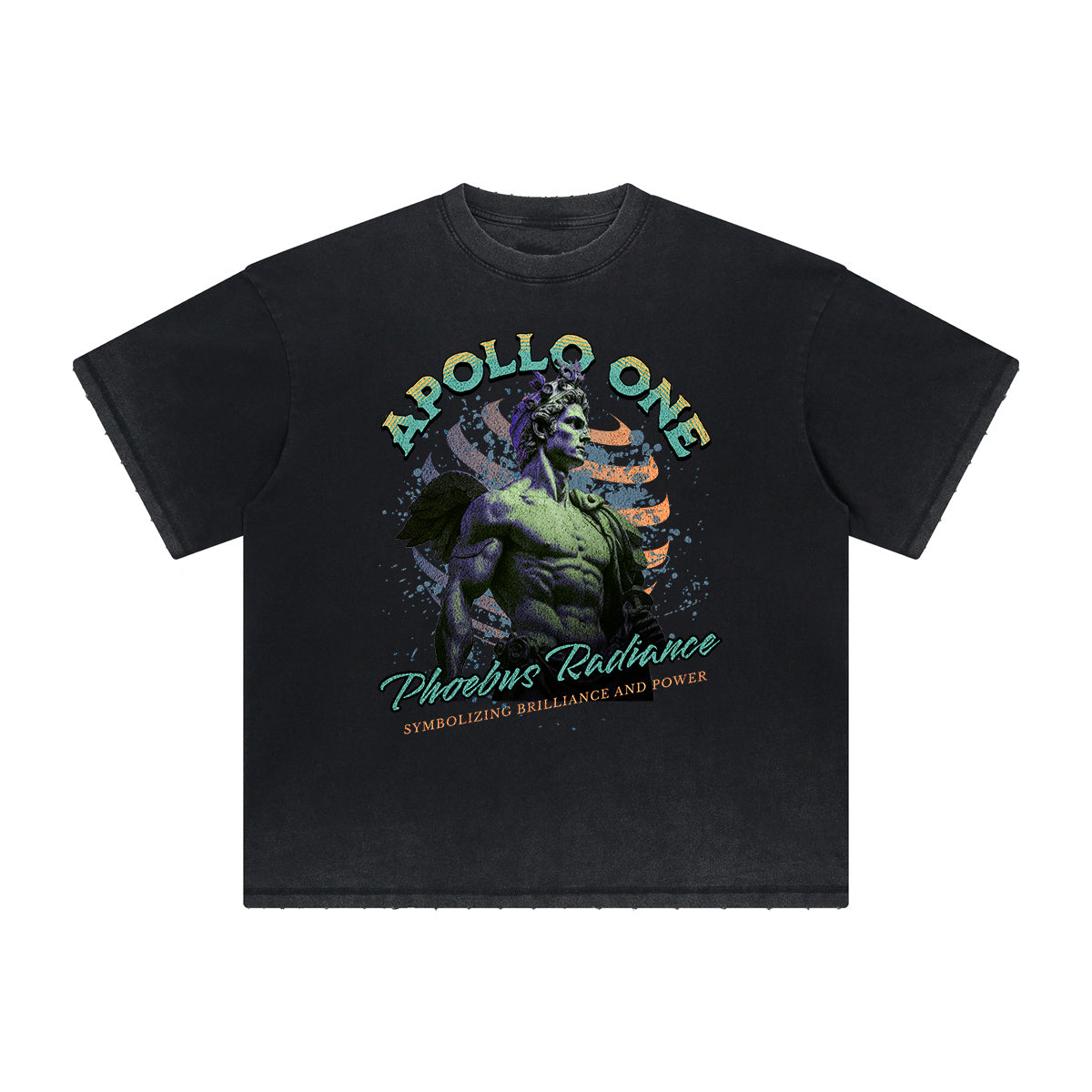 Camiseta vintage con estampado de dioses y fe deshilachados