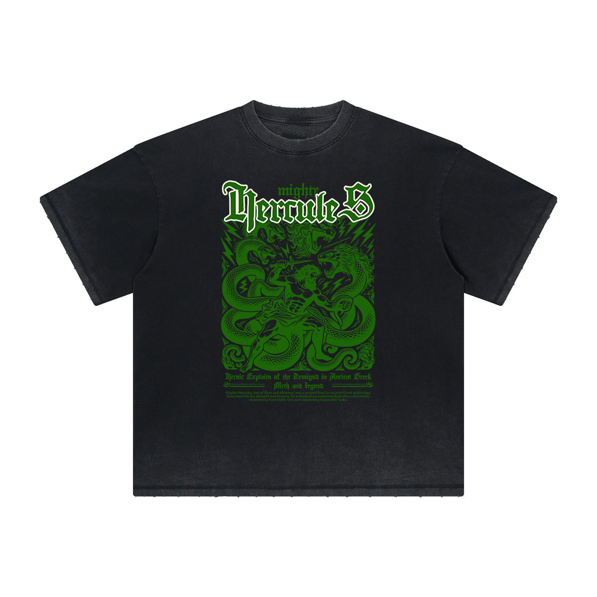 Camiseta vintage con estampado de dioses y fe deshilachados