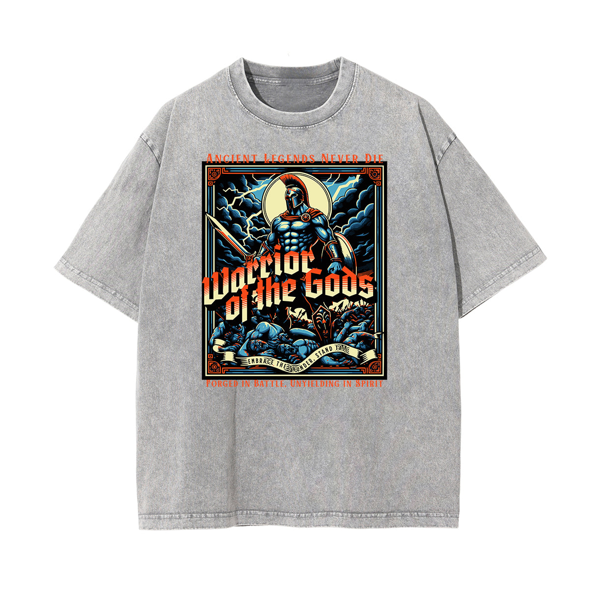 Camiseta gráfica con lavado a la piedra "Dioses y fe"